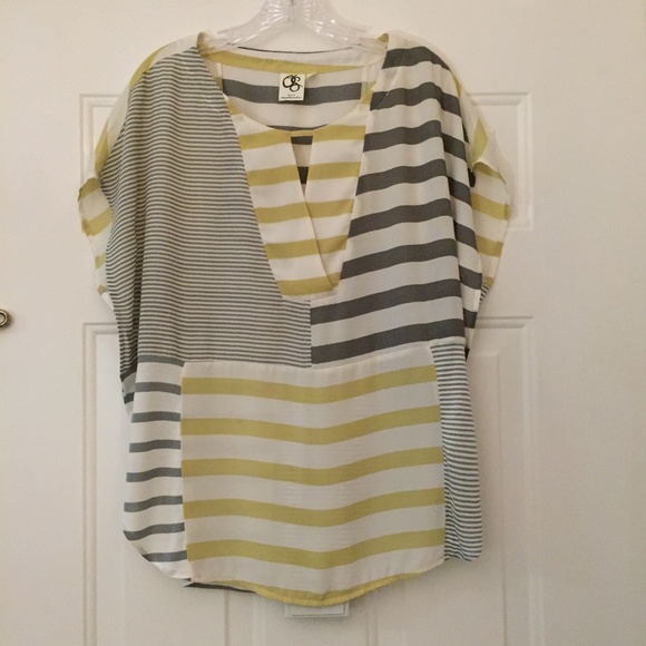 Anthropologie Tops - Anthropologie One September yellow/gray stripe top